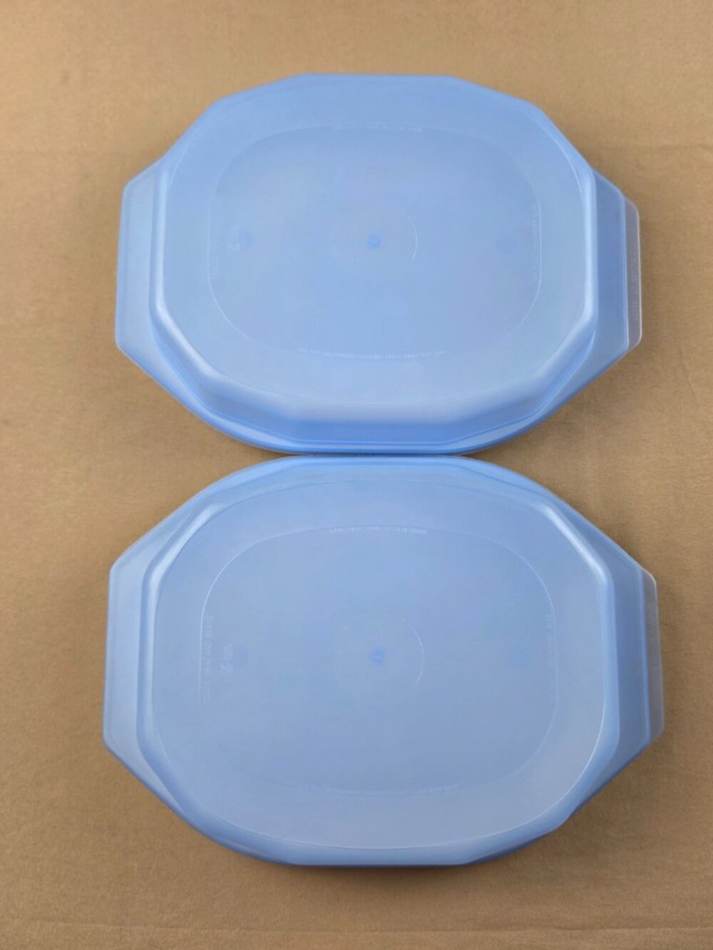 VTG Anchor Hocking Freeze Heat & Serve Plates W/Blue Lids Set Of 2 Plastic